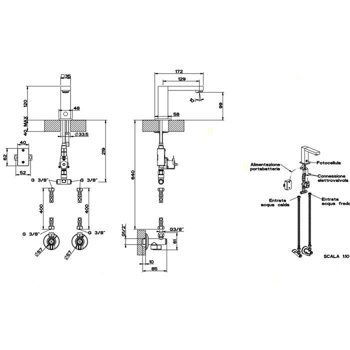 GESSI Смеситель для раковины, электронный, с кран-фильтром для регулировки температуры и напора воды, цвет Black Metal PVD