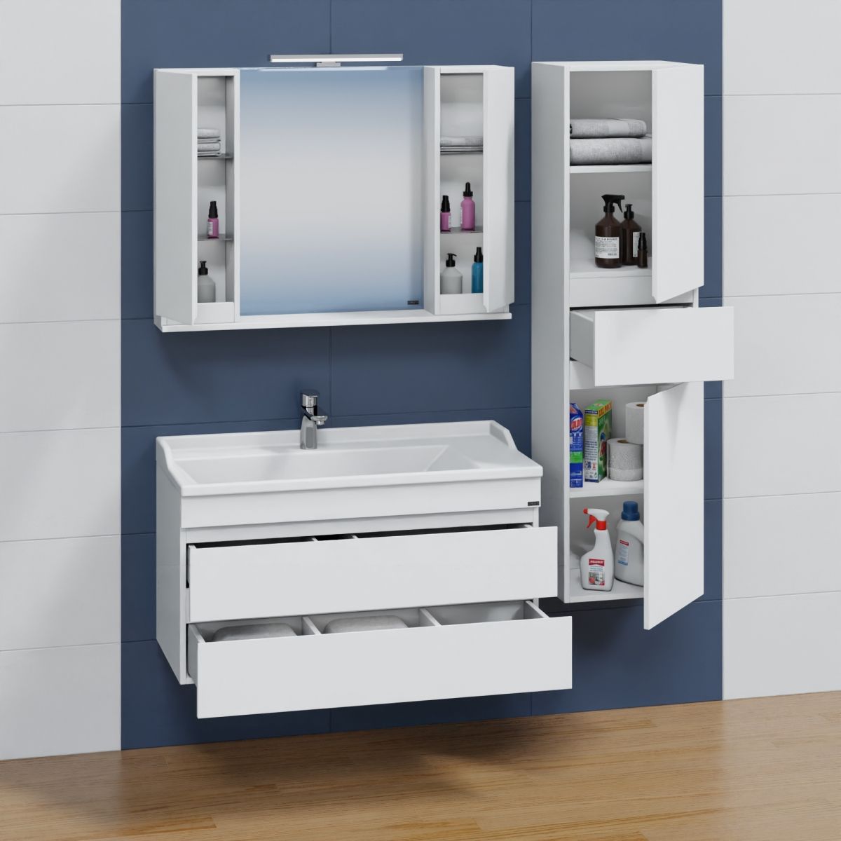 Тумба для умыв. "Марс 100" 2 ящ. подвес. (ум. Сириус 100 литой мрамор)