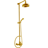 CISAL Arcana Ceramic Душевой комплект: термостатический смеситель, стойка с верхним душем, лейка+шланг, цвет золото