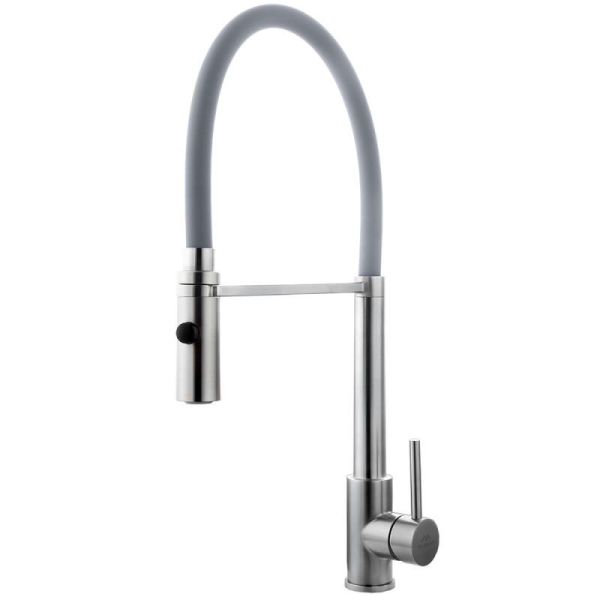 Смеситель для кухни с гибким изливом FASHUN A54111-12, сатин/серый