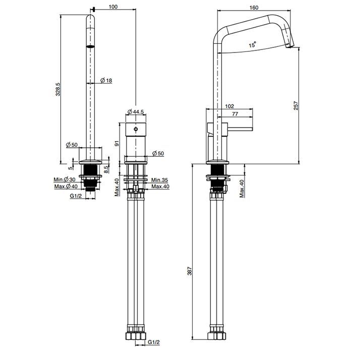 Fima Carlo Frattini Spillo Tech Cмеситель для раковины, на 2 отв., с донным клапаном, цвет: хром, артикул F3271TNDXCR