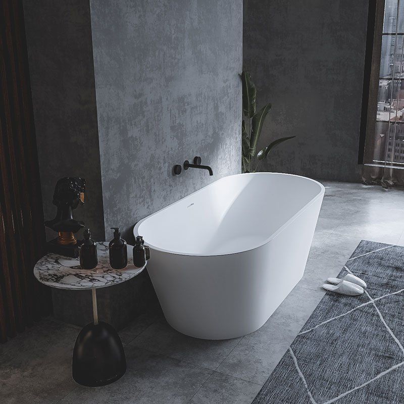 Ванна из искусственного камня Solid Surface 1700x750x530, с ручкой CEZARES CZR-COMFORT-170-75-53-SSB-HND, артикул CZR-COMFORT-170-75-53-SSB-HND