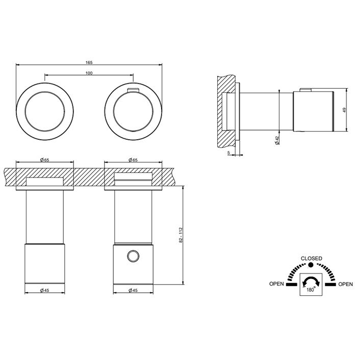 GESSI HABITO UNITO Смеситель настенный встраиваемый, термостатический, с перключателем на 2 положения, внешняя часть, цвет хром