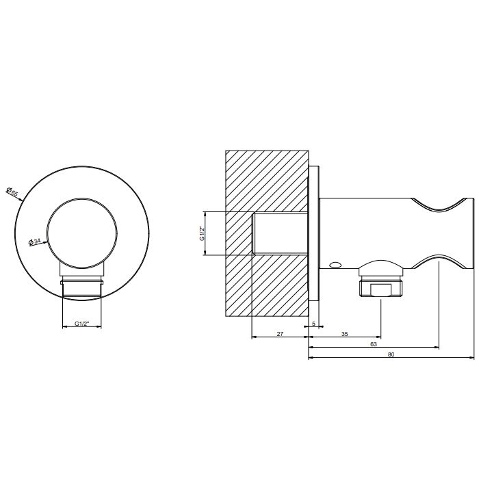 Gessi Ingranaggio Держатель для душевой лейки с выводом воды, цвет:Finox Brushed Nickel