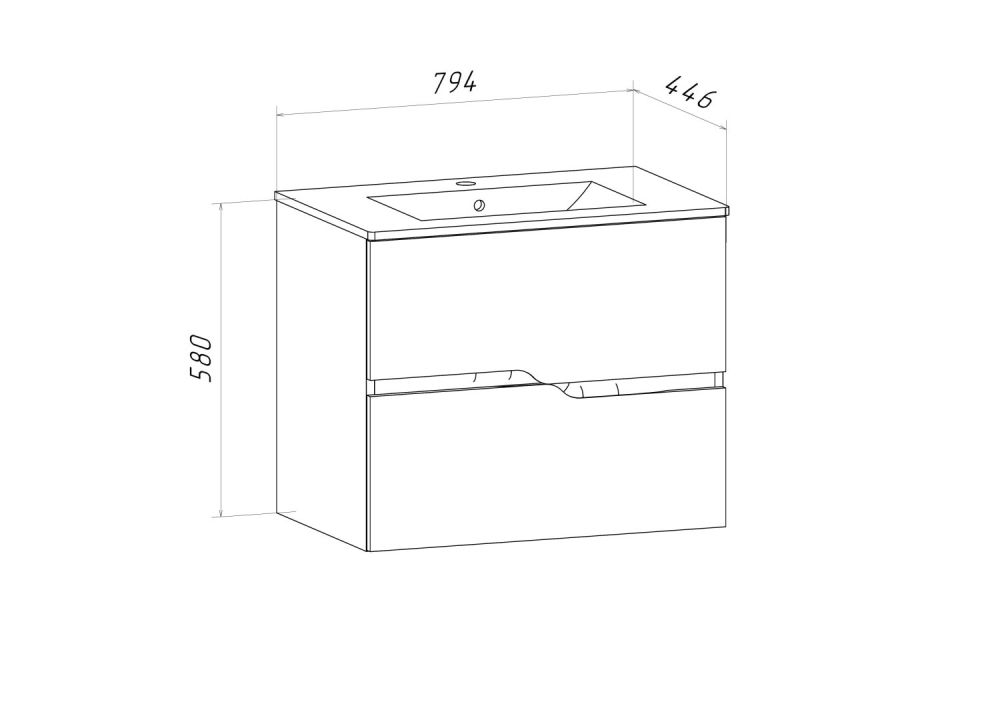 Тумба Runo Палермо 80 подвесная под умывальник 00-00002556 (Teffy 80) (00-00004084), артикул 00-00004084
