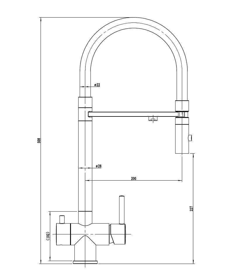 Смеситель для кухонной мойки DQ с фильтром сатин (DA1462504Satin), артикул DA1462504Satin