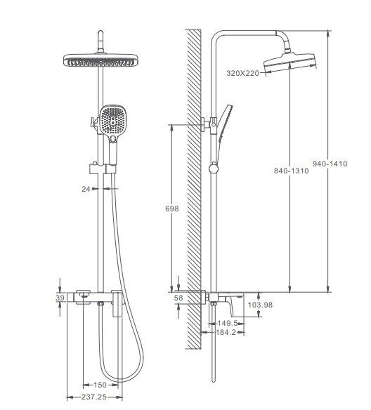 Душевая система HAIBA тропический душ, латунь, золото (HB24831-5), артикул HB24831-5