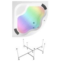 Аэромассажный комплект с хромотерапией 5 в 1 Lavinia Boho Aveo 361800AC, акриловая ванна 150x150 см, каркас с монтажным набором, подголовник, хромотерапия, аэромассаж