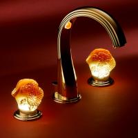 THG SUN DRAGON Смеситель для раковины на 3 отверстия, с донным клапаном, ручки с подсветкой, цвет полированное золото