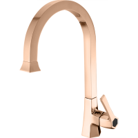 CISAL Cherie Смеситель однорычажный для раковины на 1 отверстие, поворотный излив, без донного клапана, цвет розовое золото/черный