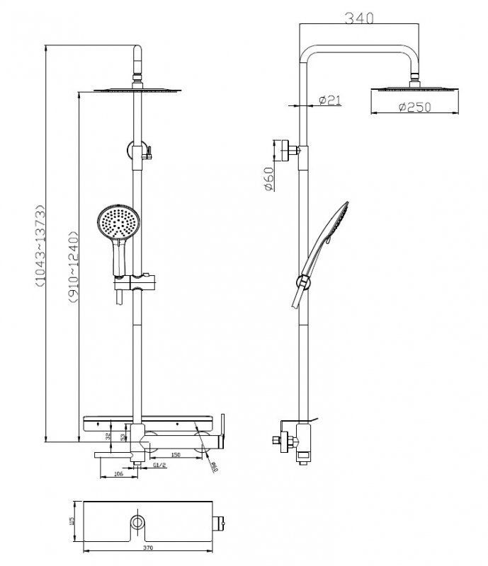 Душевая стойка BELBAGNO ETN-VSCM-IN