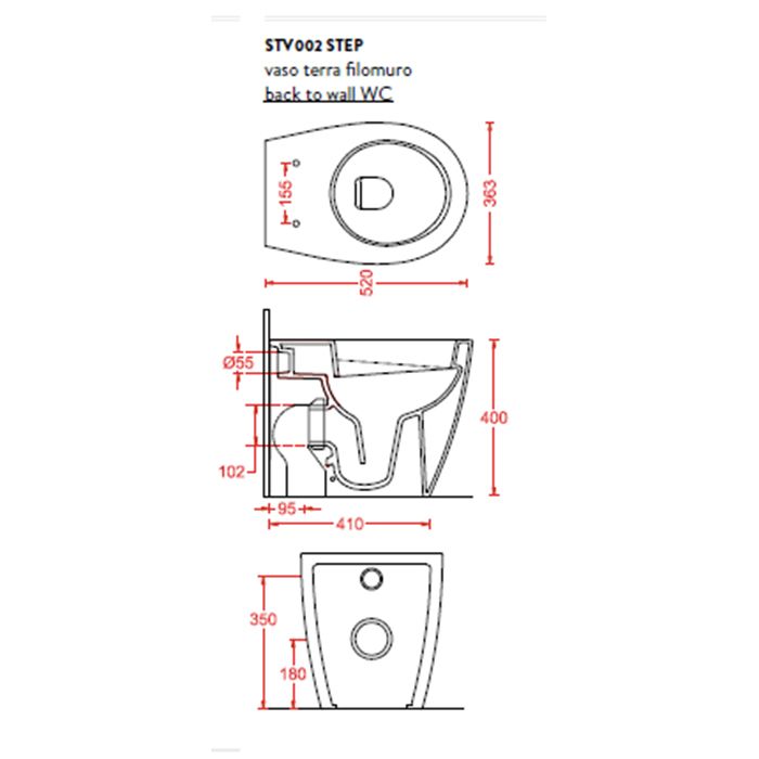 Artceram STEP  Унитаз напольный приставной 36х51 см, слив универсальный, с креплениями,  цвет белый.