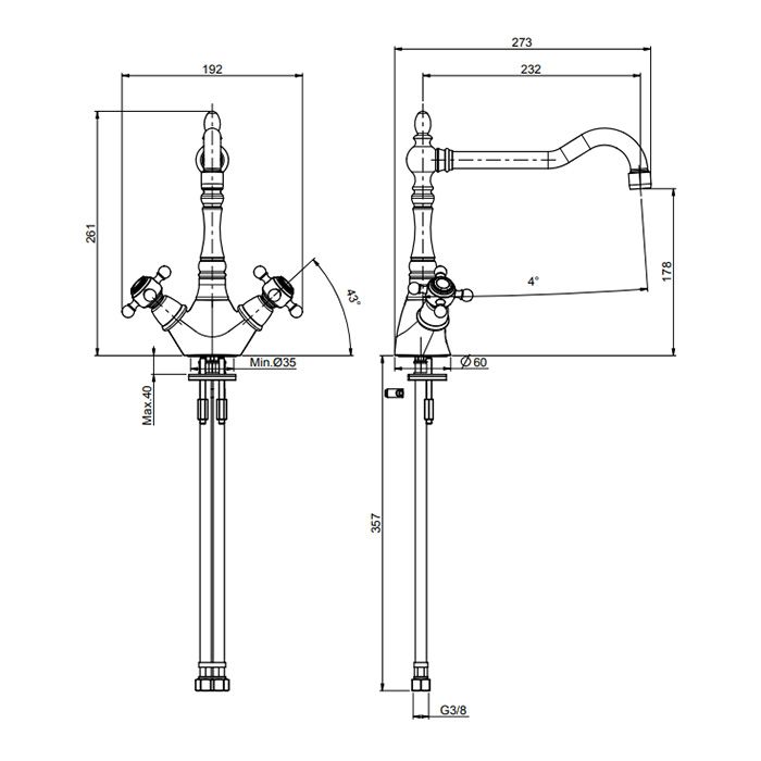 Fima Carlo Frattini Kitchen Смеситель для кухни, на 1 отв., Elizabeth, цвет: золото Fima Carlo Frattini Kitchen Смеситель для кухни, на 1 отв., Elizabeth, цвет: золото