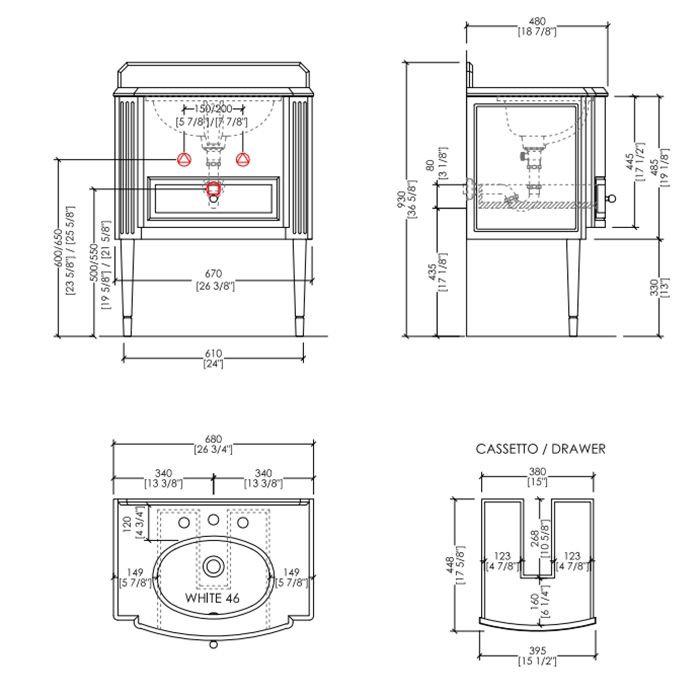Devon Domino Тумба 69,5*50*h85/88см с РАКОВИНОЙ полувстраив. Westminster c 3 отв. белая, с ручкой цвета: хром, тумба лакиров. цвет: deep black, артикул DEDOMINONE3FWESBI/ручка cromo