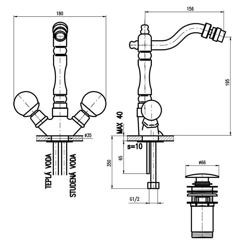 Смеситель для биде Rav Slezak BRILLIANCE121.5/9SM, бронза, артикул BRILLIANCE121.5/9SM