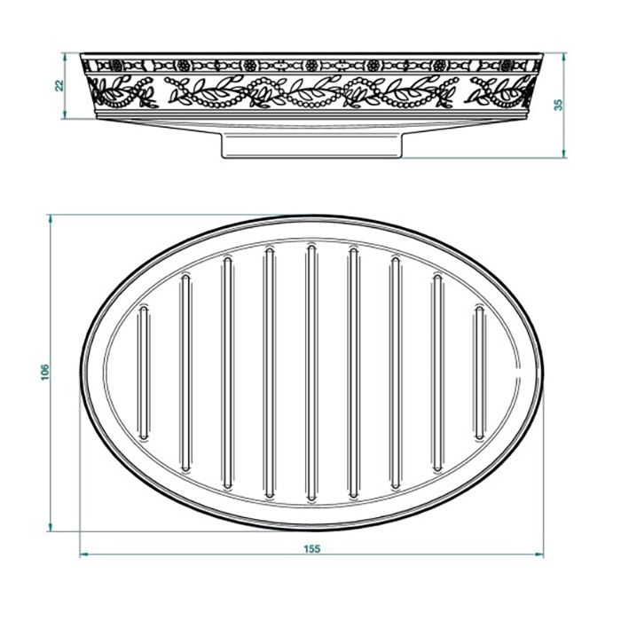 THG MARQUISE BLANC DECOR PLATINE Мыльница керамическая, настольная, декор платина, цвет белый