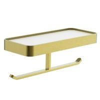 Двойной держатель для туалетной бумаги с полкой WONZON & WOGHAND LOTTE, Брашированное золото (WW-8356A-BG)