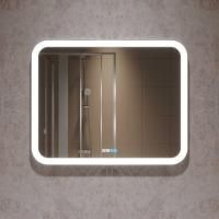 Зеркало LED VLM-2A100-2W  1000x800 c сенсорным выключателем и диммером, часы+антизапотевание