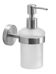 Gedy Project, настенный стеклянный дозатор с металлической помпой, цвет зачищенный хром