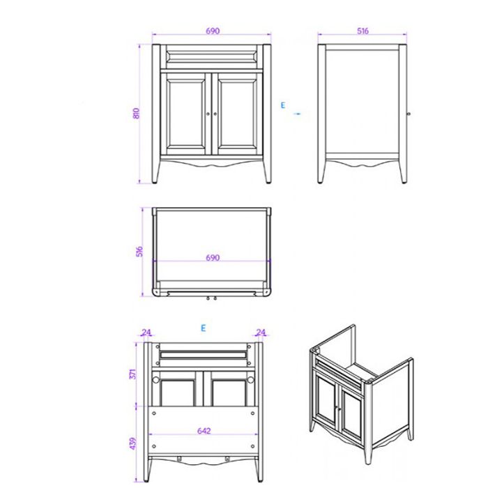 TW Veronica, База с раковиной Simas AR834bi*1 73*54см с 1отв. под смеситель , 2 расп. дверки, доводч. Blum, ручки: Riflesso бронза, цвет: Vintage TW Veronica, База с раковиной Simas AR834bi*1 73*54см с 1отв. под смеситель , 2 расп. дверки, доводч. Blum, ручки: Riflesso бронза, цвет: Vintage