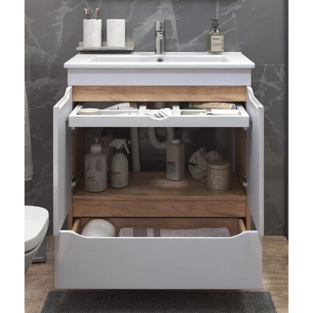 Тумба под раковину напольная VIGO Grani tn.GRI.OSK.75.2D.1Y дуб золотой, 75 см, артикул tn.GRI.OSK.75.2D.1Y дуб золотой