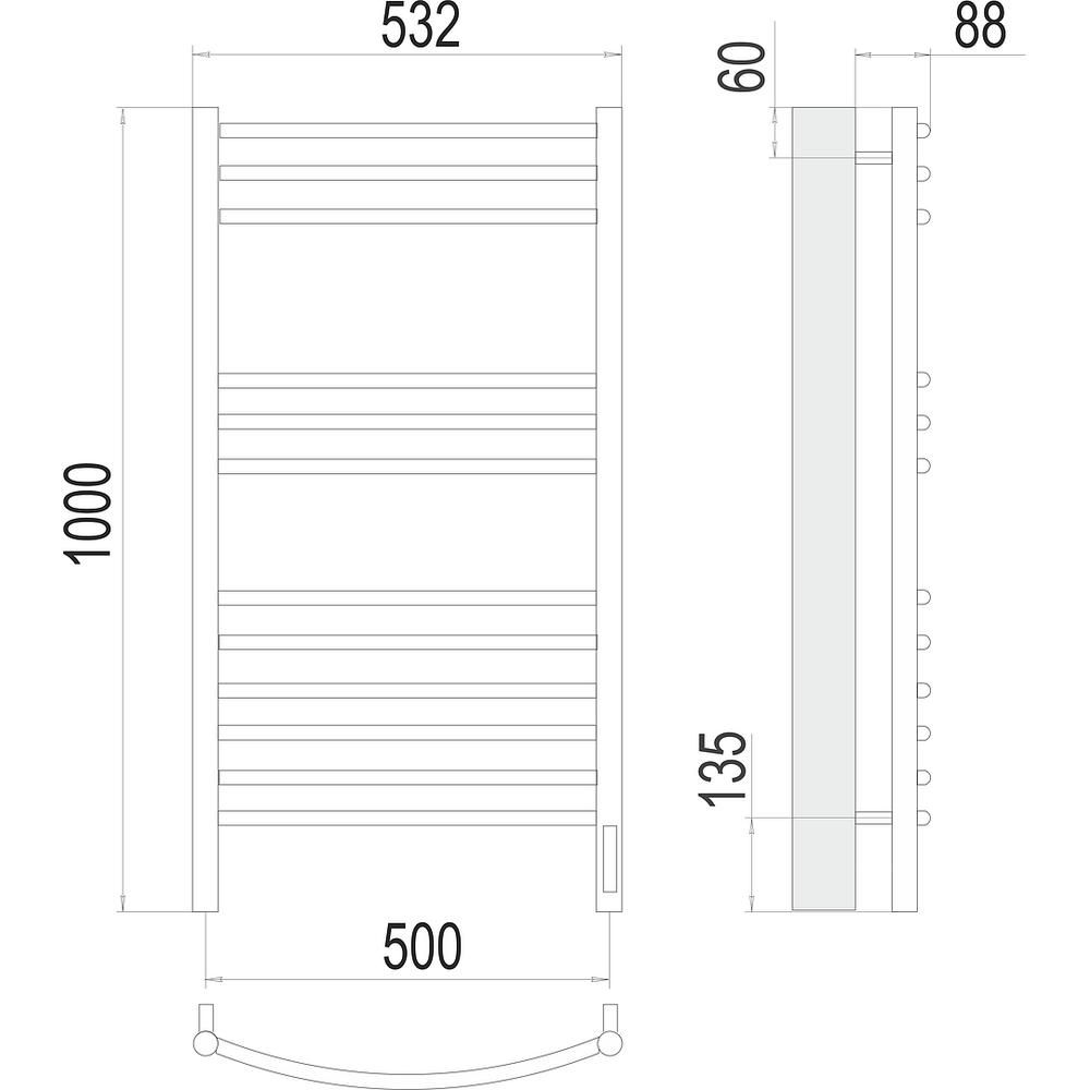 Полотенцесушитель электрический Terminus Классик П12 50х100, артикул 4670078527325