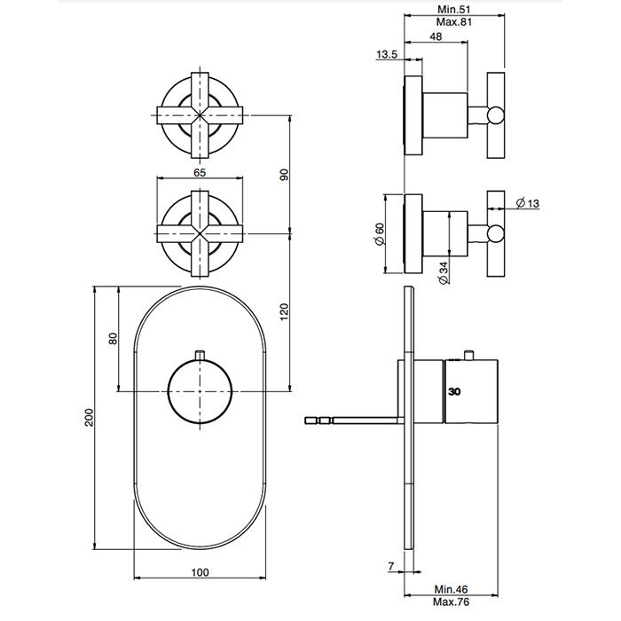 Fima Carlo Frattini Maxima Смеситель для душа, встраиваемый, термостатический, с переключателем на 2 выхода, цвет: хром