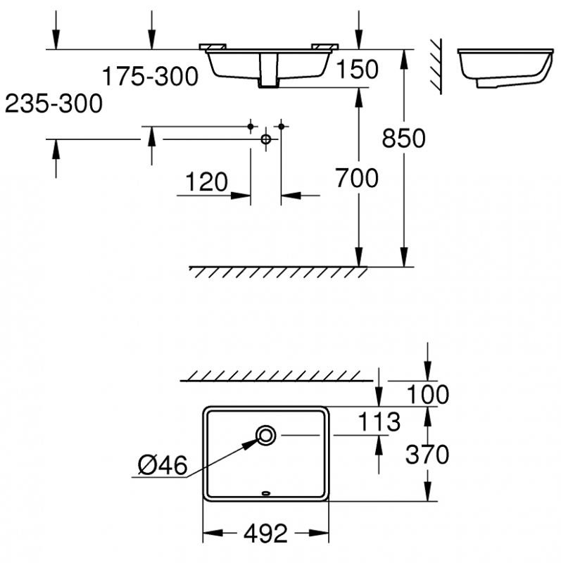 Раковина GROHE Cube Ceramic, встраиваемая 50 см, альпин-белый (3948000H) Раковина GROHE Cube Ceramic, встраиваемая 50 см, альпин-белый (3948000H)