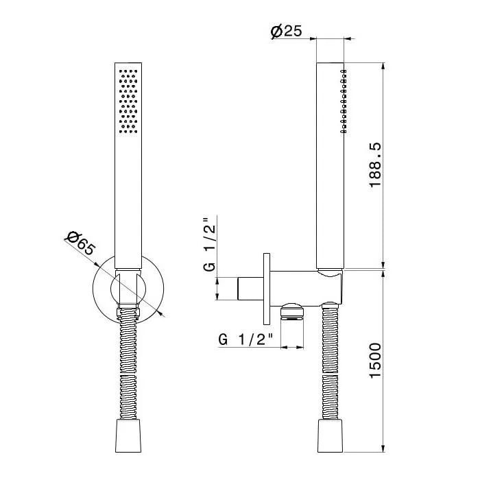 Ручной душ ETERNA с держателем для лейки, шлангом и выходом для подачи воды, брашированная медь, pvd