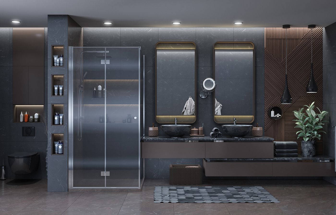 Душевой уголок Ambassador Diamond 12011106L-PR2, квадратный, линейный трап, 100х100