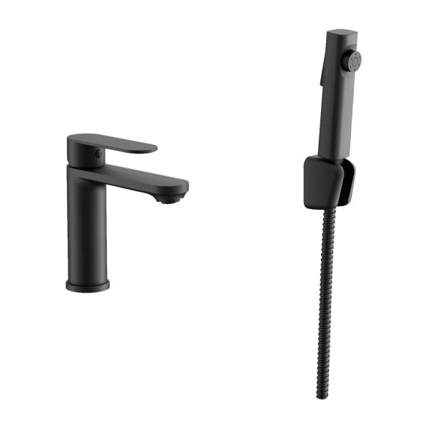 Смеситель для раковины с гигиеническим душем BELZ B12713-7, черный