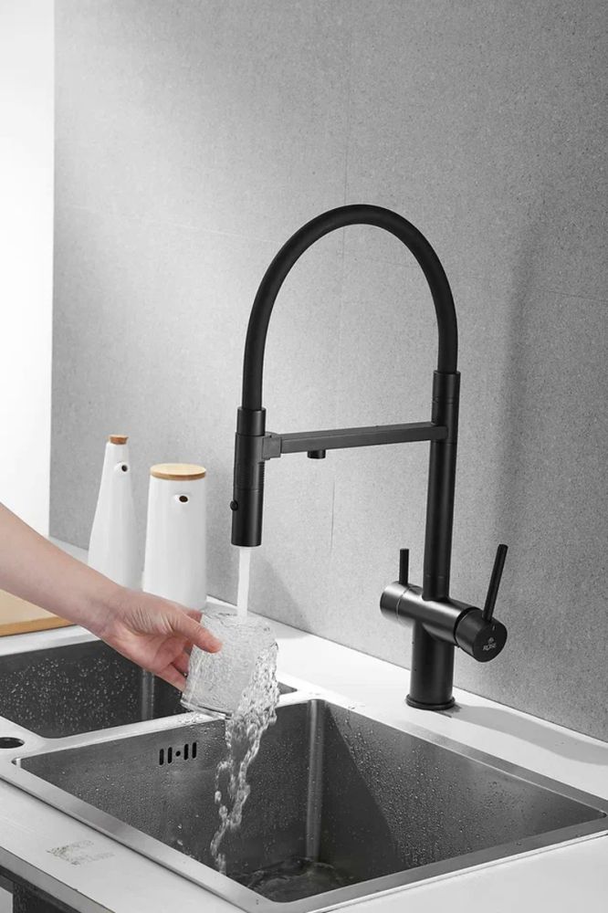 Смеситель для кухни Rose R958H, черный