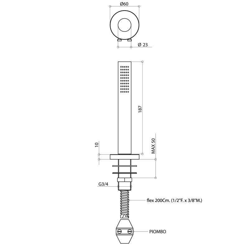Bongio Time 2020 Душевой комплект на борт ванны из нержавеющей стали