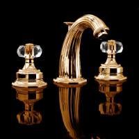 Devon&Devon Excelsior King Смеситель для раковины на 3 отверстия, донный клапан. Отделка: 24к золото.