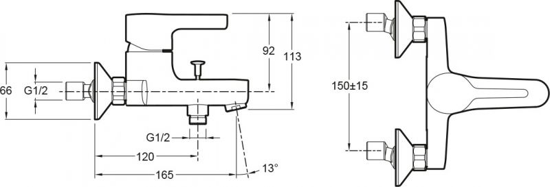 Смеситель для ванны Jacob Delafon Viteo E15414-CP Хром