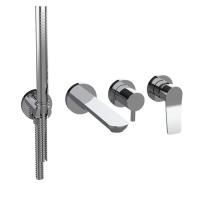 Bongio GIO2 Смеситель встроенный для ванны с ручной лейкой,излив 206 мм цвет: хром (без встраив части 0966000VA)