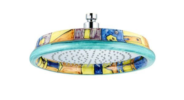 Graffio Girano, круглая потолочная душевая головка антикальковая 25см, цвет хром-Astratto verde