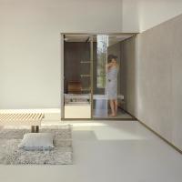 Effegibi BodyLove H Хаммам 200x176xh220 см, размещение пристенное L.H., отделка керамогранит Champagne, наружные стены керамогранит Champagne