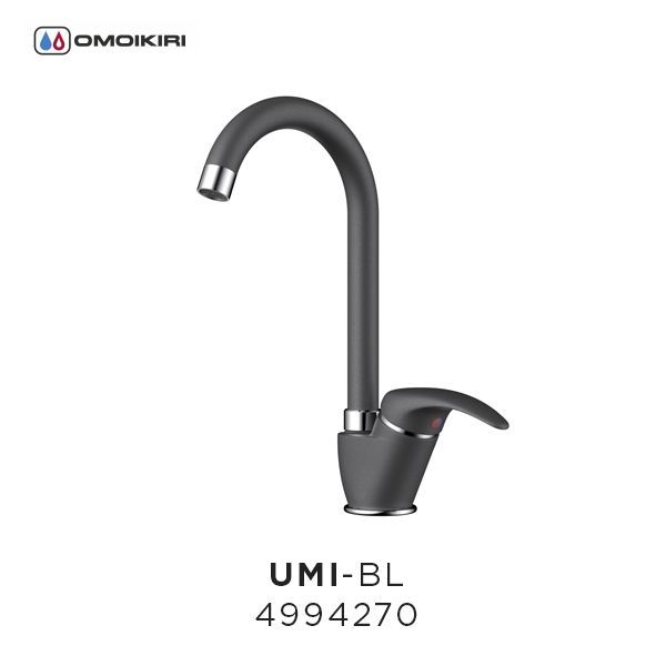 Смеситель для кухни, OMOIKIRI, Umi, тип открывания воды-однорычажный, тип регулирования воды-керамический картридж, монтаж-на раковину/столешницу, отверстия для монтажа-1, высота, мм-310, вынос излива, мм-146, тип излива-поворотный, тип подводки-гибкая, с