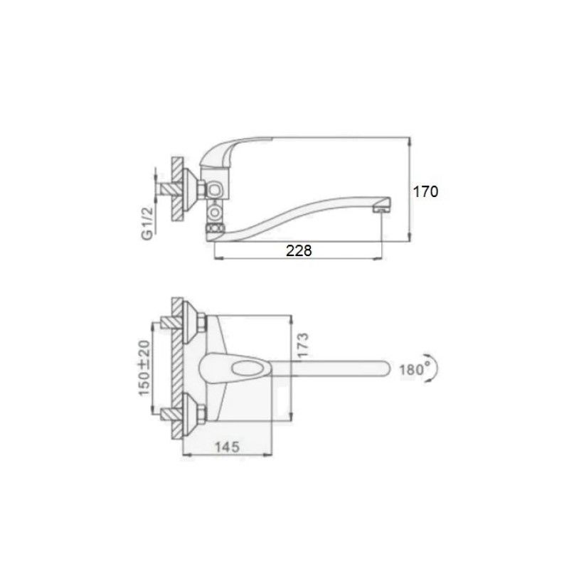 Смеситель для ванны D-Lin D140411, хром