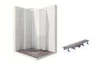 Душевой уголок Ambassador Kingston 14011105-ST8, полукруглый, линейный трап, 100х100