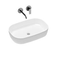 Комплект 2 в 1 Lavinia Boho Bathroom Sink Slim 21510026, накладная фарфоровая раковина 54 см, встраиваемый смеситель со скрытым механизмом