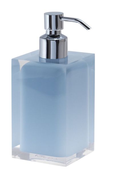 Gedy Rainbow, настольный дозатор с загнутой металлической помпой, цвет хром - небесно-голубой