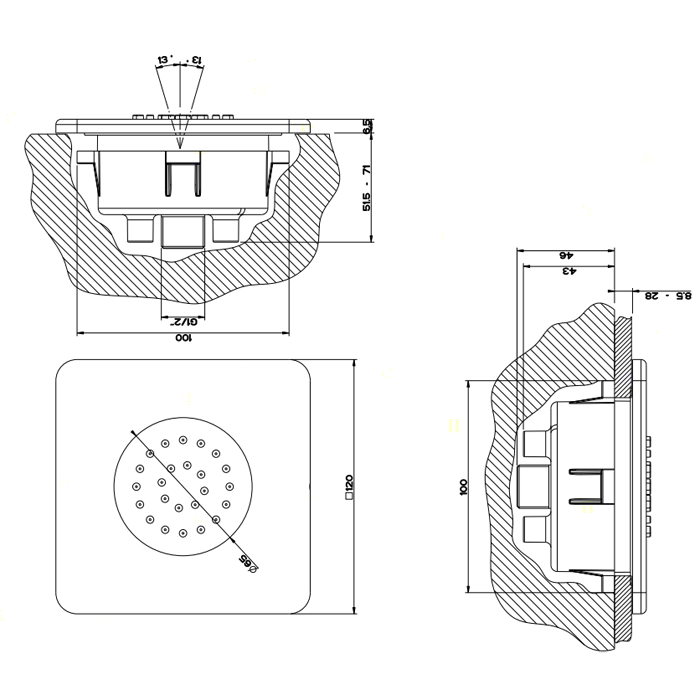 Gessi iSpa Боковая форсунка встраиваемая (внешняя часть), цвет: хром
