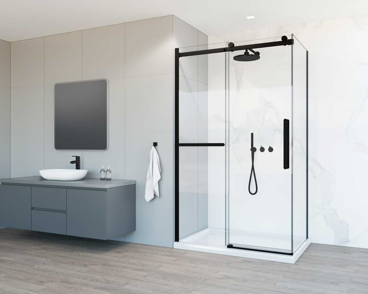 Душевые уголки Vincea Душевой уголок Como Soft VSR-1CS8012CLB, 1200*800, черный, стекло прозрачное, , шт