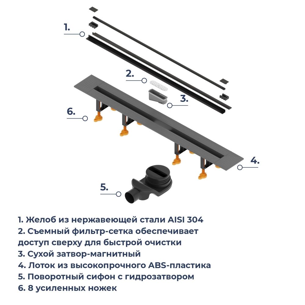 Душевой трап, обрезной RGW SDR-55B (800)