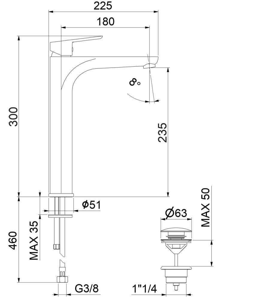 Смеситель для раковины Fiore KEVON 81CR8119, хром