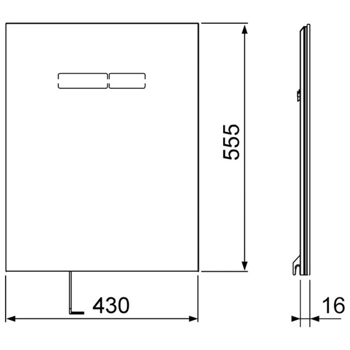 Клавиша смыва, TECE, TECElux, назначение-для унитаза, ширина, мм-430, глубина, мм-16, высота, мм-555, тип управления-сенсорный, материал-стекло, цвет-белый