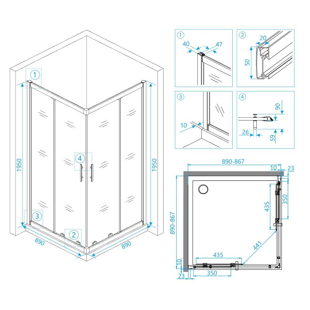 Душевой уголок RGW HO-31 (900x900, Прозрачное)