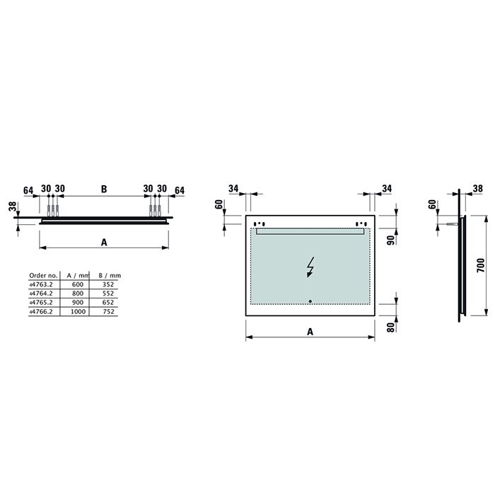 Laufen Leelo зеркало 1000x38x700 мм, горизонт. LED-подсветка, вкл от общего выключателя, 1 сенс. выкл. (вкл/выкл/диммер)